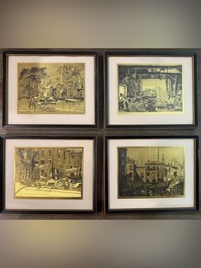 Framed Nautical Scene Art Prints - Gold and Black - Lionel Barrymore